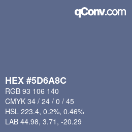 Color code: HEX #5D6A8C | qconv.com
