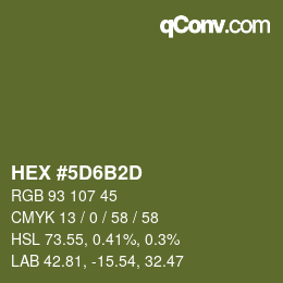 颜色代码: HEX #5D6B2D | qconv.com