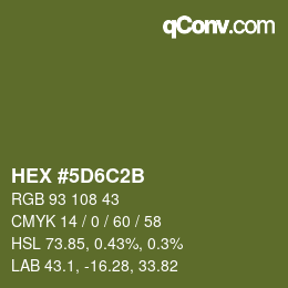Color code: HEX #5D6C2B | qconv.com