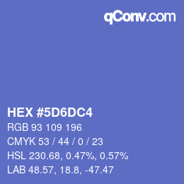 カラーコード: HEX #5D6DC4 | qconv.com