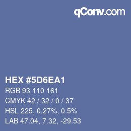 Farbcode: HEX #5D6EA1 | qconv.com