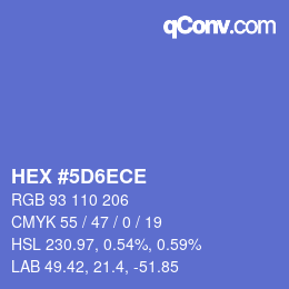 Farbcode: HEX #5D6ECE | qconv.com