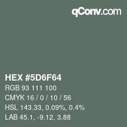 Color code: HEX #5D6F64 | qconv.com