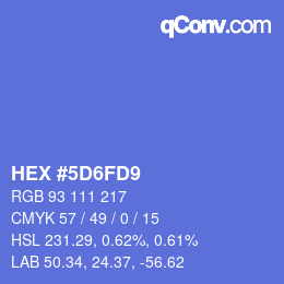 カラーコード: HEX #5D6FD9 | qconv.com