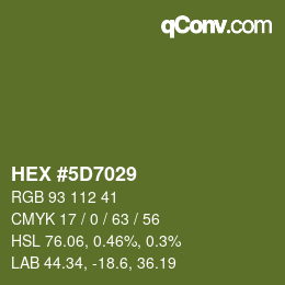 颜色代码: HEX #5D7029 | qconv.com