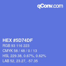 Color code: HEX #5D74DF | qconv.com