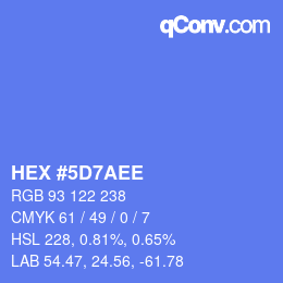 カラーコード: HEX #5D7AEE | qconv.com