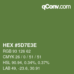 Color code: HEX #5D7E3E | qconv.com