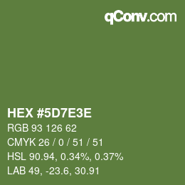 カラーコード: HEX #5D7E3E | qconv.com