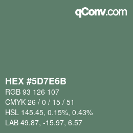 Color code: HEX #5D7E6B | qconv.com