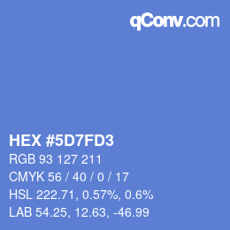 カラーコード: HEX #5D7FD3 | qconv.com
