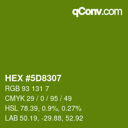 颜色代码: HEX #5D8307 | qconv.com