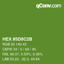 Color code: HEX #5D8C2B | qconv.com