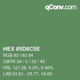 Farbcode: HEX #5D8C5E | qconv.com