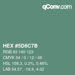 Color code: HEX #5D8C7B | qconv.com