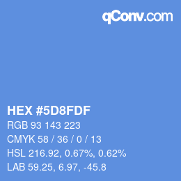 カラーコード: HEX #5D8FDF | qconv.com
