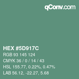 Color code: HEX #5D917C | qconv.com