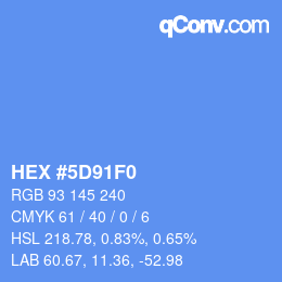 Farbcode: HEX #5D91F0 | qconv.com