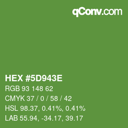 Color code: HEX #5D943E | qconv.com