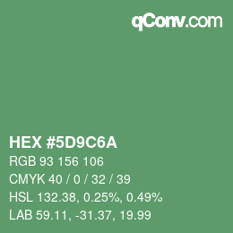 Color code: HEX #5D9C6A | qconv.com