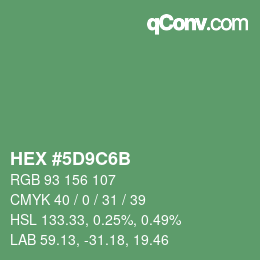 Color code: HEX #5D9C6B | qconv.com