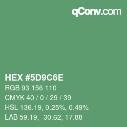 Color code: HEX #5D9C6E | qconv.com