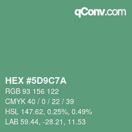 Color code: HEX #5D9C7A | qconv.com