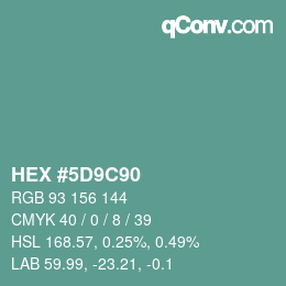 Color code: HEX #5D9C90 | qconv.com