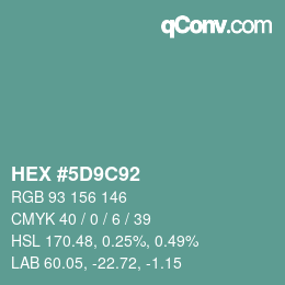 Farbcode: HEX #5D9C92 | qconv.com