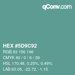 Color code: HEX #5D9C92 | qconv.com