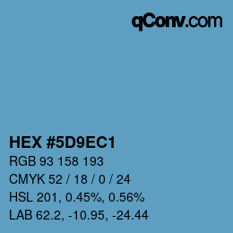 颜色代码: HEX #5D9EC1 | qconv.com