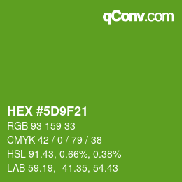 カラーコード: HEX #5D9F21 | qconv.com