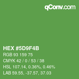 Color code: HEX #5D9F4B | qconv.com