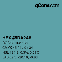 颜色代码: HEX #5DA2A8 | qconv.com