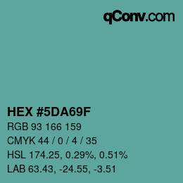 Color code: HEX #5DA69F | qconv.com