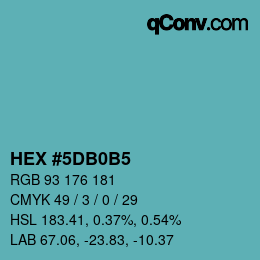 カラーコード: HEX #5DB0B5 | qconv.com