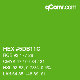 颜色代码: HEX #5DB11C | qconv.com