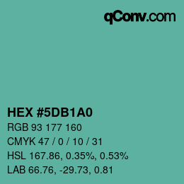 カラーコード: HEX #5DB1A0 | qconv.com
