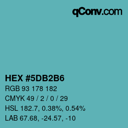 颜色代码: HEX #5DB2B6 | qconv.com