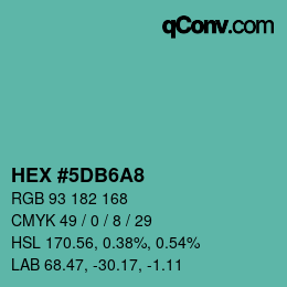 カラーコード: HEX #5DB6A8 | qconv.com