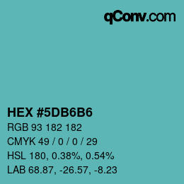 Farbcode: HEX #5DB6B6 | qconv.com