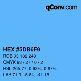 カラーコード: HEX #5DB6F9 | qconv.com