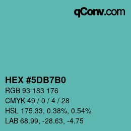 カラーコード: HEX #5DB7B0 | qconv.com