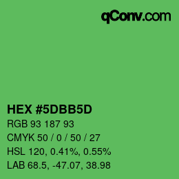 カラーコード: HEX #5DBB5D | qconv.com