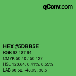 カラーコード: HEX #5DBB5E | qconv.com