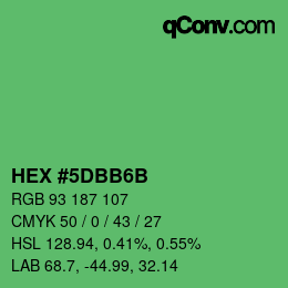 カラーコード: HEX #5DBB6B | qconv.com