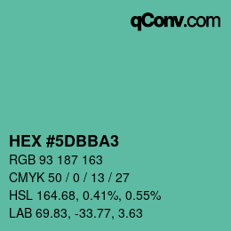 カラーコード: HEX #5DBBA3 | qconv.com