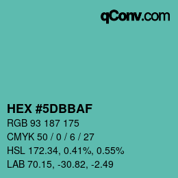 Color code: HEX #5DBBAF | qconv.com