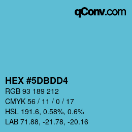 颜色代码: HEX #5DBDD4 | qconv.com