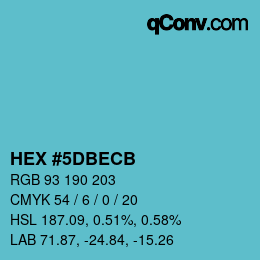 颜色代码: HEX #5DBECB | qconv.com